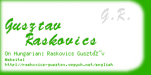 gusztav raskovics business card